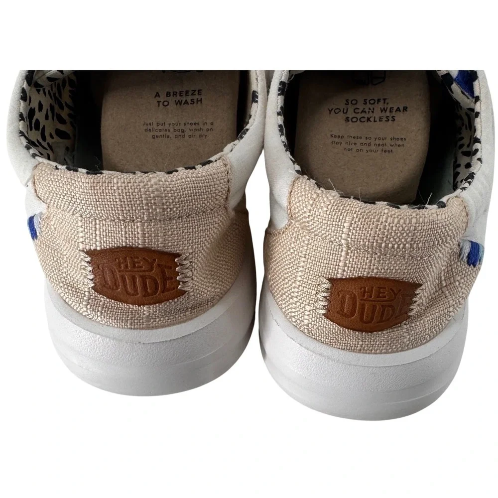 Hey Dude Karina Classic Womens 10 White Cream Leopard Print Sneakers